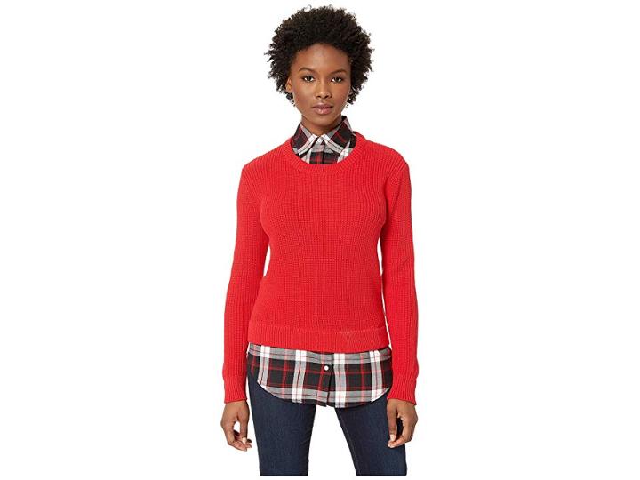 Lauren Ralph Lauren Layered Shirt (lacquer Red) Women's Clothing