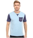 U.s. Polo Assn. Crew Neck Pocket T-shirt (yale Blue Heather) Men's Short Sleeve Pullover