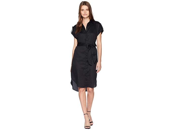 Lauren Ralph Lauren Sateen Short Sleeve Shirtdress (polo Black) Women's Dress