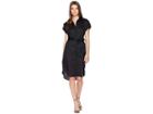 Lauren Ralph Lauren Sateen Short Sleeve Shirtdress (polo Black) Women's Dress