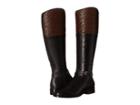 Cole Haan Genevieve Weave Boot (black Leather/chestnut Weave) Women's Boots