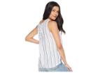 Two By Vince Camuto Sleeveless Beach Stripe Linen Tank Top (dew Blue) Women's Sleeveless
