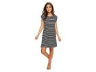Tommy Bahama Breton Stripe Rolled-sleeve Dress Cover-up (black/white) Women's Swimwear