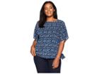 Michael Michael Kors Plus Size Graphic Paisley Top (true Navy/radiant Blue) Women's Clothing