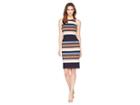 Adrianna Papell Yarn-dyed Striped Sheath (coral Multi) Women's Dress