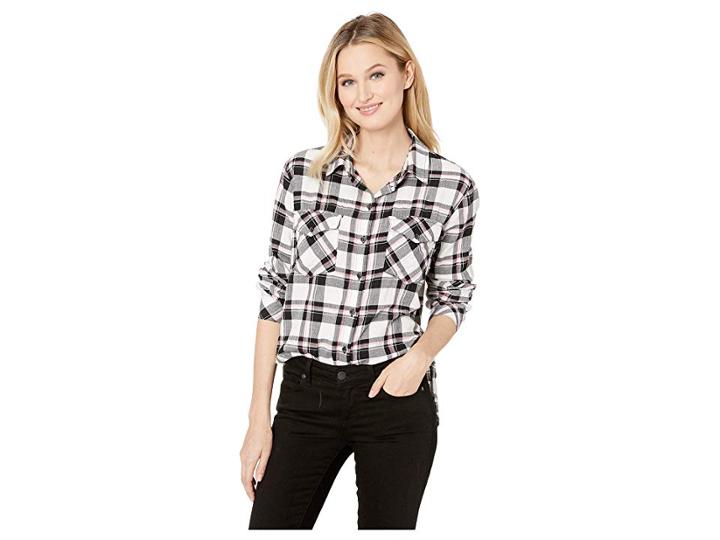 Sanctuary Boyfriend For Life Shirt (fizz Plaid) Women's Clothing