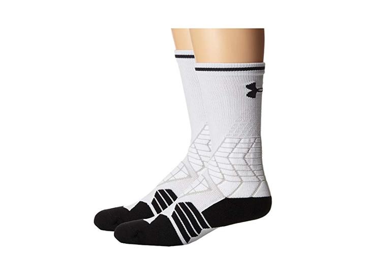Under Armour Ua Football Crew (white/black) Men's Crew Cut Socks Shoes