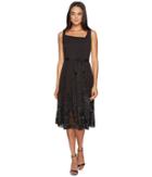 Tahari By Asl Embroidered Hem Chiffon Dress (black) Women's Dress