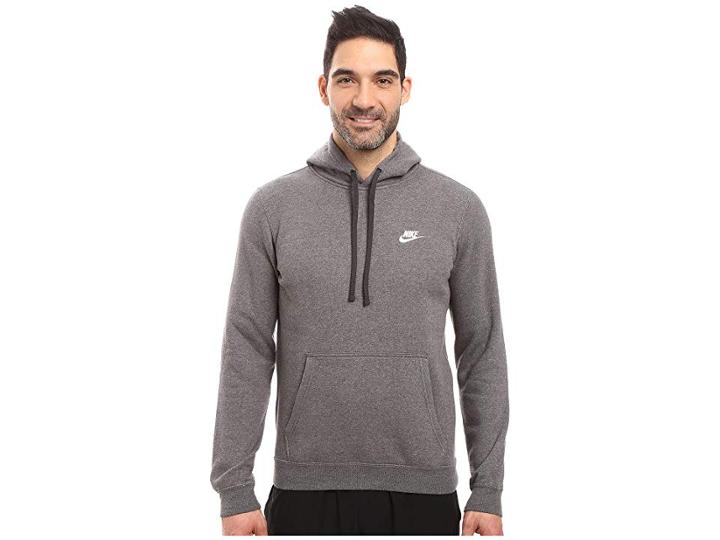 Nike Club Fleece Pullover Hoodie (charcoal Heather/charcoal Heather/white) Men's Fleece