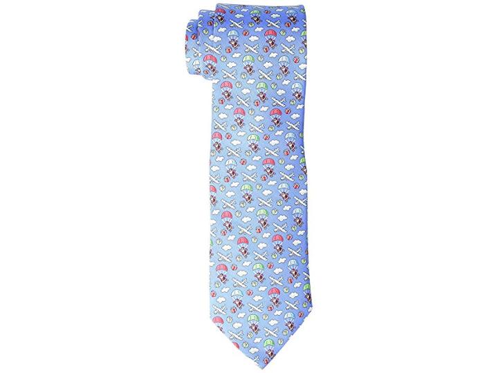 Vineyard Vines Skydiving Santa Printed Tie (light Blue) Ties