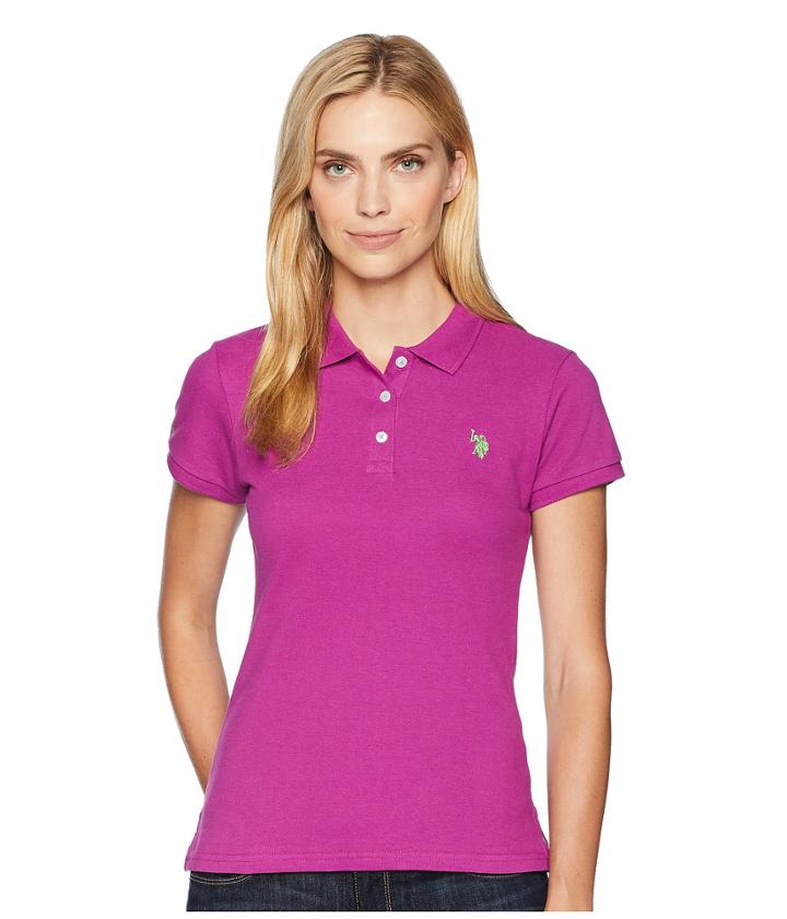 U.s. Polo Assn. Solid Pique Polo Shirt (faraway Violet) Women's Clothing