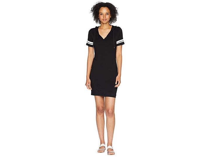 Michael Michael Kors Stripe Sleeve Hoodie Dress (black) Women's Dress