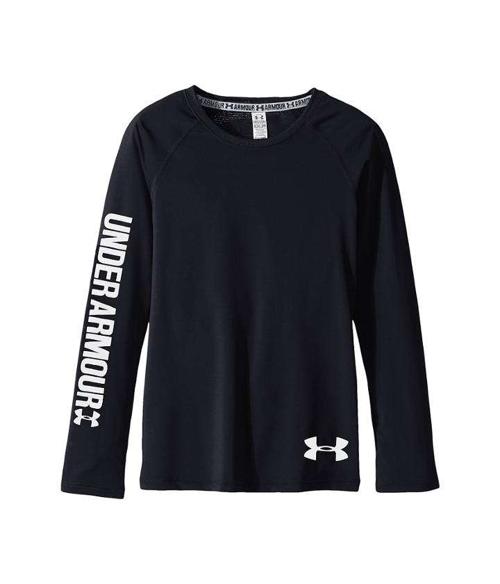 Under Armour Kids Armour Heatgear(r) Long Sleeve (big Kids) (black/white) Girl's Clothing