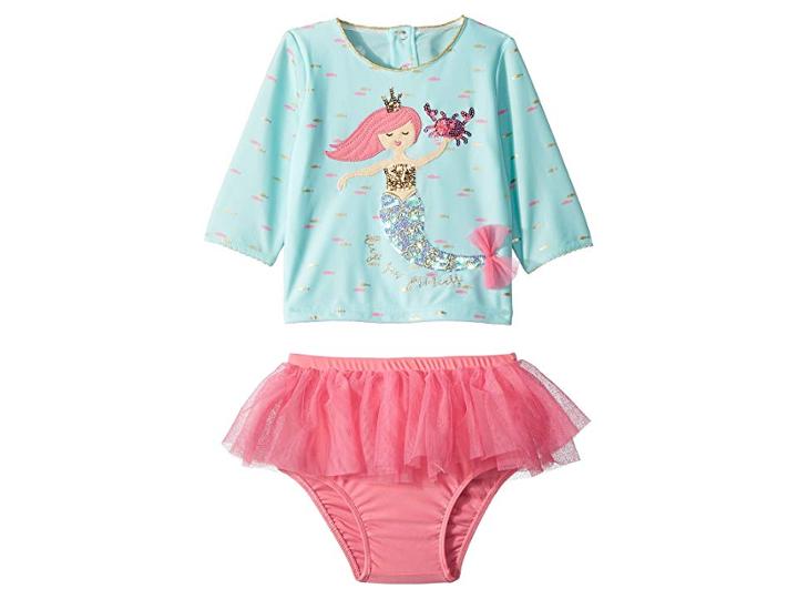 Mud Pie Mermaid Two-piece Rashguard Swimsuit Set (toddler) (blue) Girl's Swimwear Sets