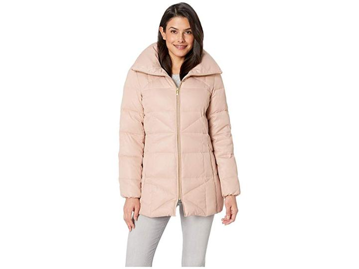 Cole Haan Sateen Down Stand Collar Coat (blush) Women's Coat