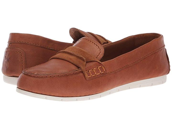 Frye Sedona Seam Moc (cognac Waxed Pull Up) Women's Moccasin Shoes
