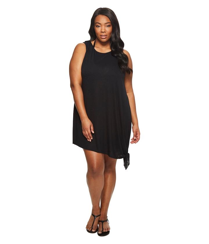 Becca By Rebecca Virtue Plus Size Breezy Basics Dress Cover-up (black) Women's Swimwear