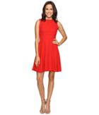 Christin Michaels Keira Fit And Flare Dress With Whipstitch Detail (red) Women's Dress
