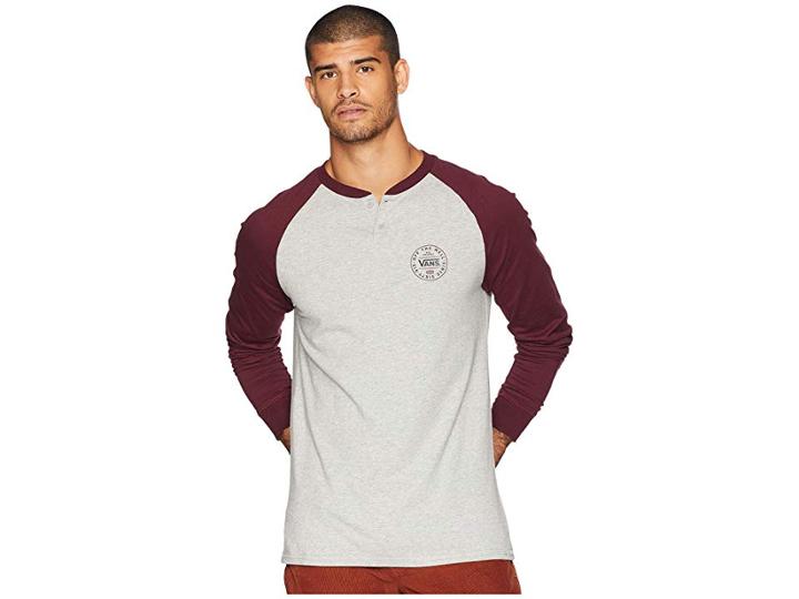Vans Denton Long Sleeve Henley (cement Heather/port Royal) Men's Clothing