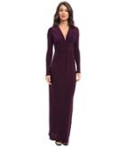 Tbags Los Angeles Long Sleeve Deep-v Maxi (mulberry) Women's Dress