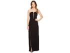 Halston Heritage Strapless Deep V-neck Fitted Gown (black) Women's Dress