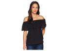Lucky Brand Crochet Off Shoulder Top (lucky Black) Women's Short Sleeve Pullover