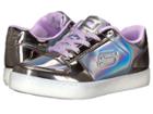 Skechers Kids Energy 10947l Lights (little Kid/big Kid) (gunmetal/purple) Girl's Shoes
