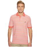 Nautica Short Sleeve Stripe Classic Deck Polo (dreamy Coral) Men's Clothing
