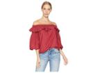 Bcbgmaxazria Short Sleeve Shirred Top (tibetanred) Women's Clothing