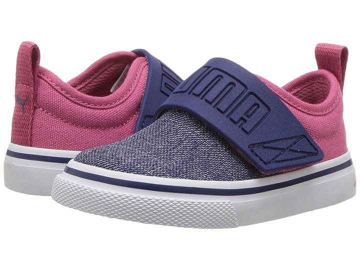 Puma Kids El Rey Fun Denim (toddler) (blue Depths/rapture Rose) Kids Shoes