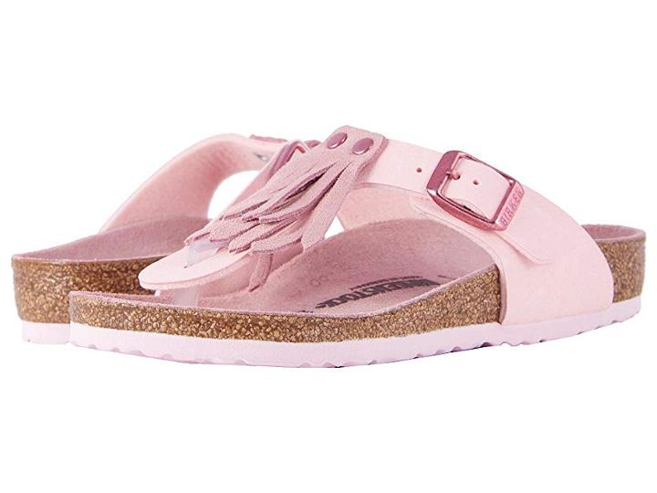 Birkenstock Kids Gizeh Fringes (little Kid/big Kid) (rose Birko-flor/suede) Girl's Shoes