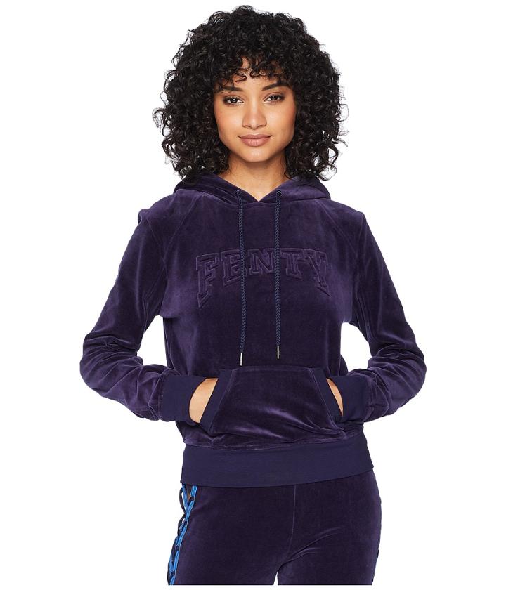 Puma Puma X Fenty By Rihanna Velour Fitted Pullover (evening Blue) Women's Sweatshirt