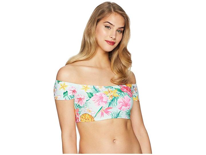 Unique Vintage Sutton Off Shoulder Top (mint Tropical) Women's Swimwear