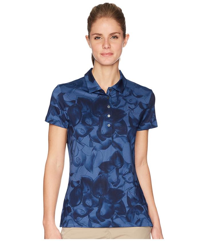 Puma Golf Bloom Polo (peacoat) Women's Short Sleeve Pullover