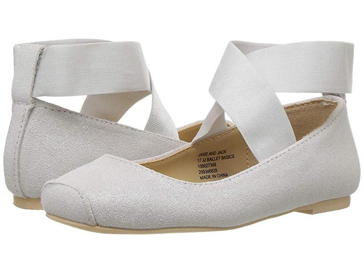 Janie And Jack Metallic Ballet Flat (toddler/little Kid/big Kid) (silver) Girls Shoes