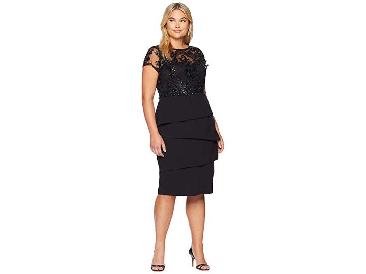Adrianna Papell Plus Size Short Sequin Dress (black) Women's Dress
