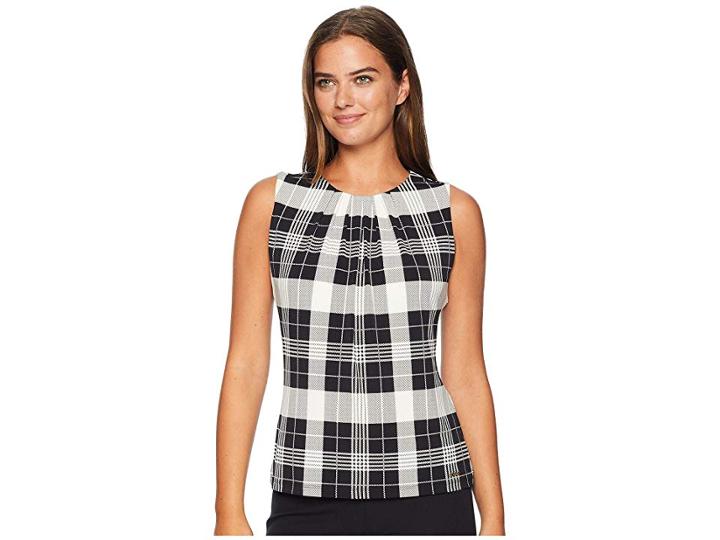 Calvin Klein Pleat Neck Cami (black Multi) Women's Clothing