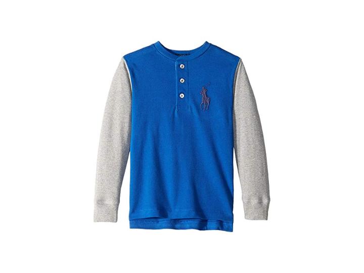 Polo Ralph Lauren Kids Big Pony Cotton Henley Shirt (toddler) (sapphire) Boy's Long Sleeve Pullover