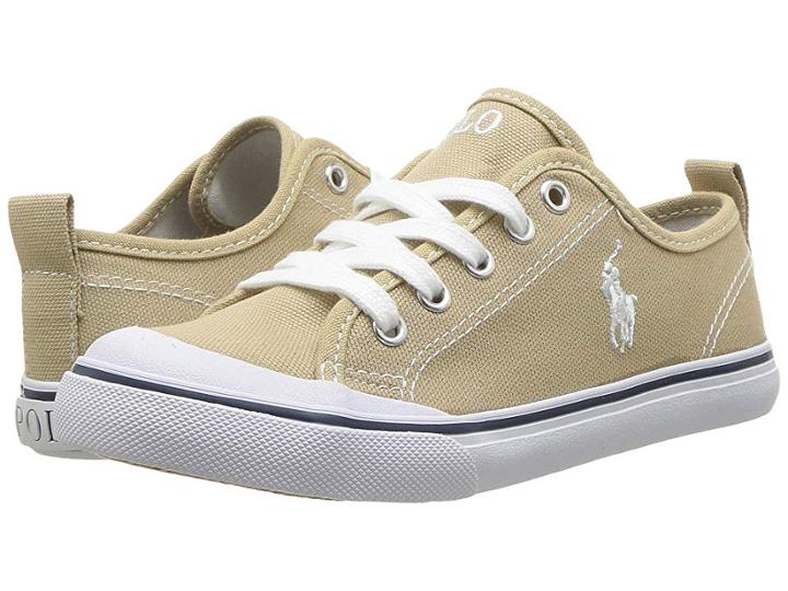 Polo Ralph Lauren Kids Karlen (little Kid) (khaki Canvas/white Pony Player) Kid's Shoes