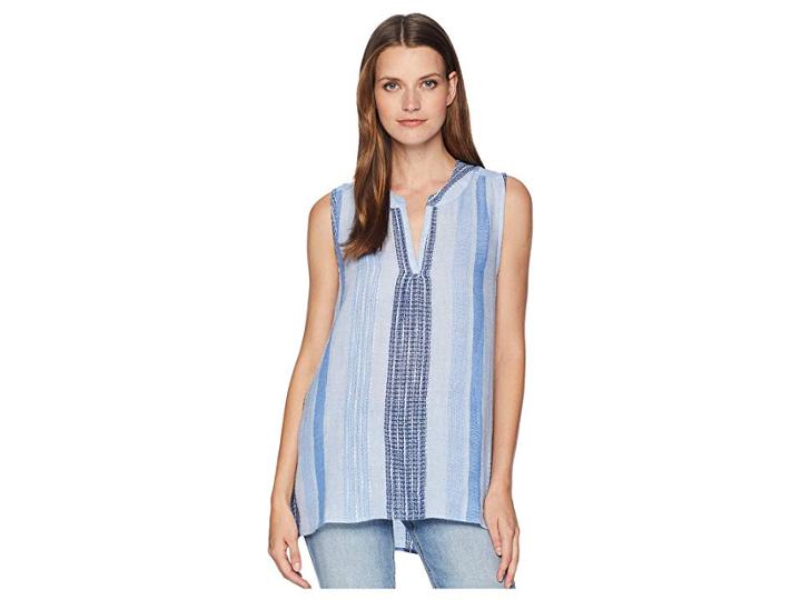 Dylan By True Grit Woven Indigo Linen Sleeveless Hi-lo Tunic (chambray) Women's Blouse