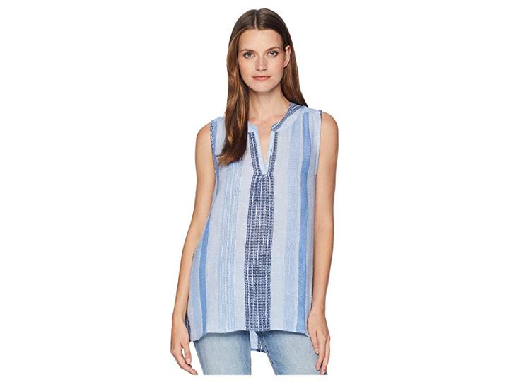 Dylan By True Grit Woven Indigo Linen Sleeveless Hi-lo Tunic (chambray) Women's Blouse