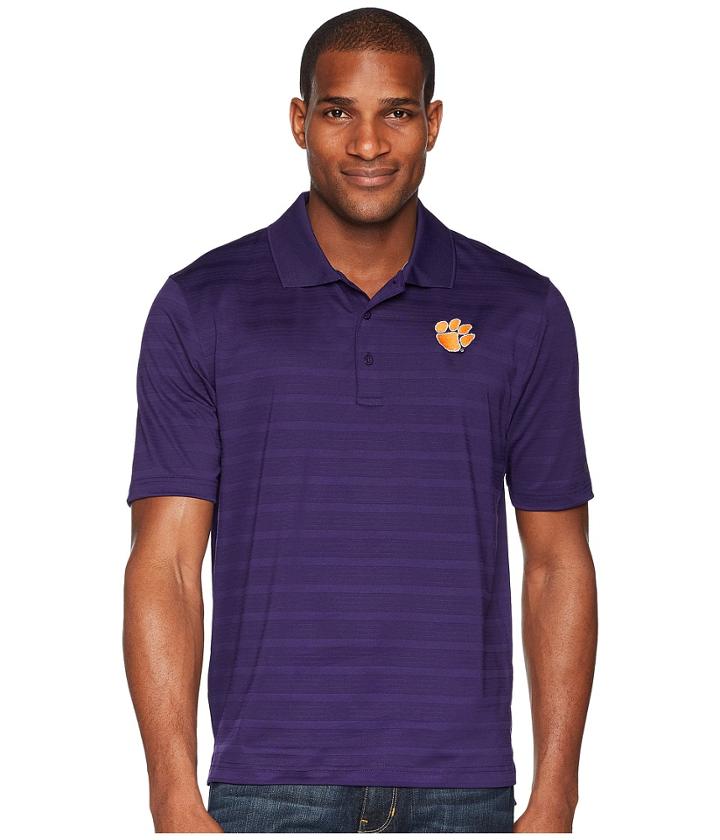 Champion College Clemson Tigers Textured Solid Polo (champion Purple) Men's Short Sleeve Pullover