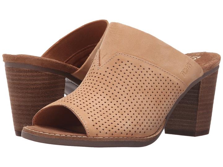 Toms Majorca Mule Sandal (sandstorm Nububk Perforated) Women's Clog/mule Shoes