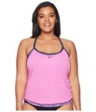 Nike Plus Size Layered Sport Tankini (fuchsia Blast) Women's Swimwear