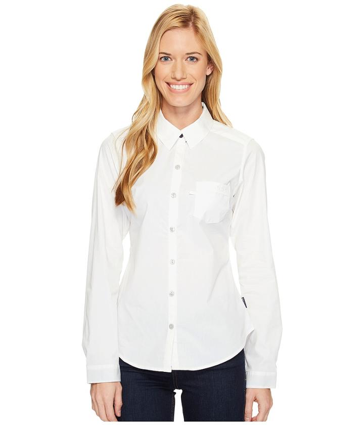 Columbia Harborside Woven Long Sleeve Shirt (white/collegiate Navy) Women's Long Sleeve Button Up