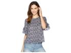 Two By Vince Camuto Tiered Ruffle Sleeve Bud Whirlwind Blouse (black Iris) Women's Blouse