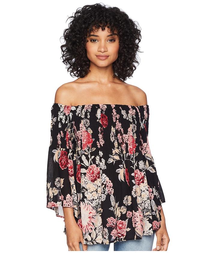 Angie Off Shoulder Top With Bell Sleeve (black) Women's Clothing