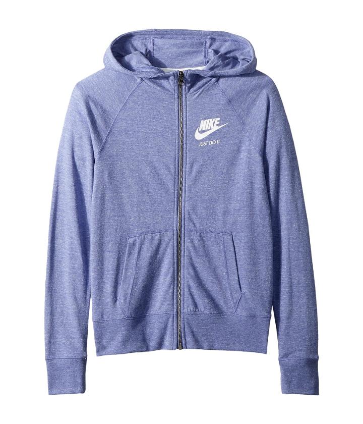 Nike Kids Sportswear Vintage Full-zip Hoodie (little Kids/big Kids) (purple Slate/sail) Girl's Sweatshirt