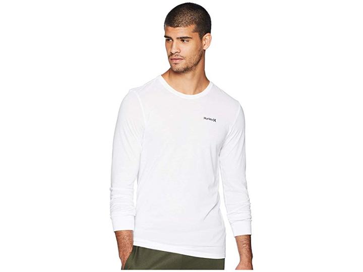 Hurley Dri-fit One Only 2.0 Long Sleeve Tee (white) Men's Clothing
