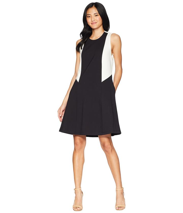 Juicy Couture Color Block Ponte Dress (pitch Black Angel) Women's Dress
